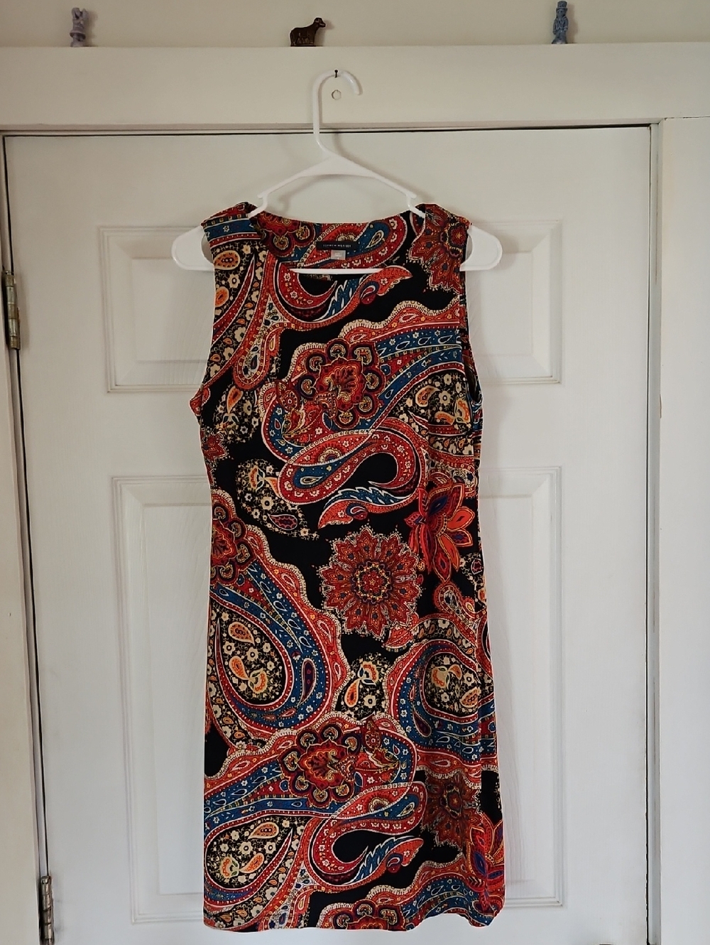 Tommy Hilfiger Sleeveless Paisley Dress in Black, Red and Blue 6